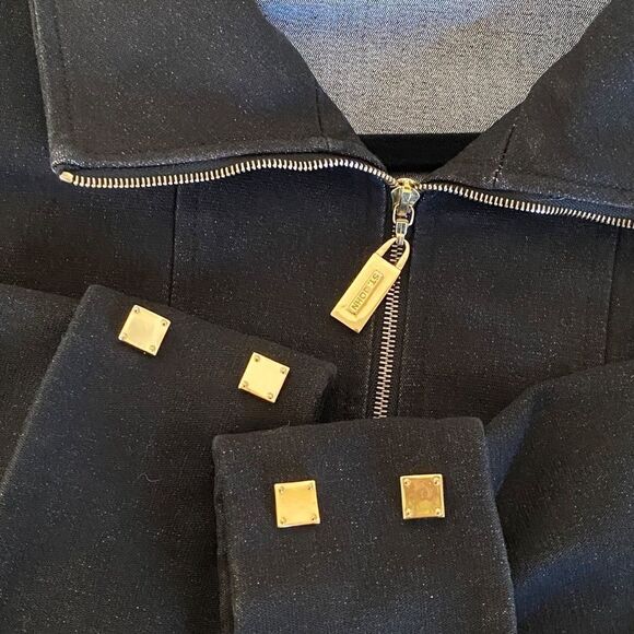 St John Sport by Marie Gray Black Denim Zip Up Jacket Sz S - Picture 6 of 12